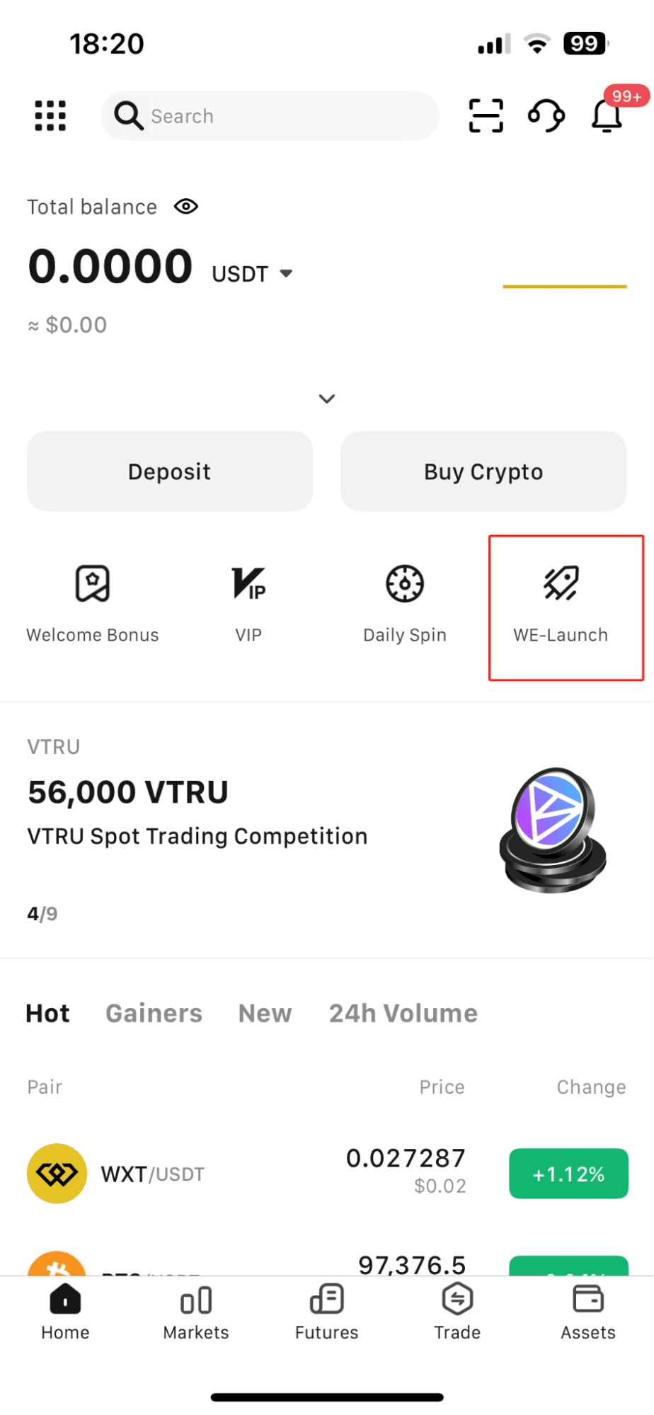 Join WEEX WE-Launch by app