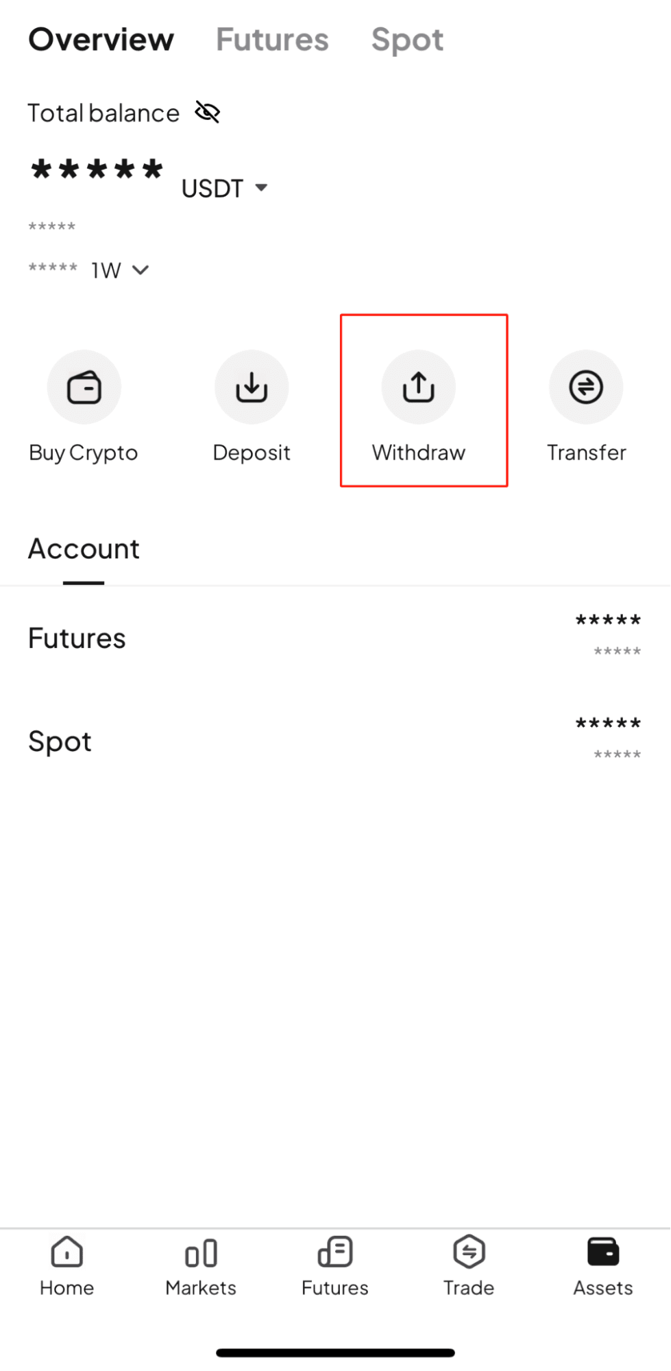 Withdraw on WEEX
